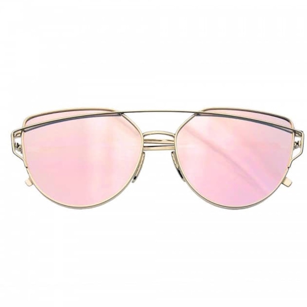 Cat Eye Mirrored Flat Lenses Aviator Sunglasses